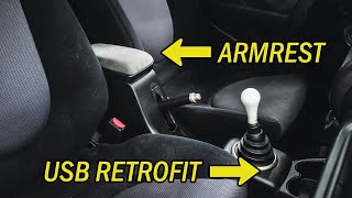 JDM Center Console Armrest and USB Retrofit Install  Honda Fit GD3 [upl. by Alleuol692]