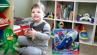 Calebs TOY ROOM Tour  PJ MASKS Super Moon Adventure HQ Rocket Unboxing in Playroom [upl. by Ailahtan]