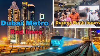 Trip on Dubai metro red lines from Al rashidiya Centrepoint to Union  Rush hour time dubaimetro [upl. by Wehrle]