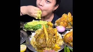 Eating sepsy matton carry girin chiken🔥🔥🔥trending eating mukbang shortvideo matton [upl. by Anairam]