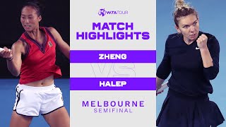 Qinwen Zheng vs Simona Halep  2022 Melbourne Semifinal  WTA Match Highlights [upl. by Rosemarie912]