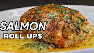 Shrimp Stuffed Salmon Roll Ups Recipe  A Better Way To Make Stuffed Salmon [upl. by Gemoets]