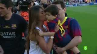 Thiago Messi y Antonela Roccuzzo en el partido de Fc Barcelona vs Getafe [upl. by Yartnod]