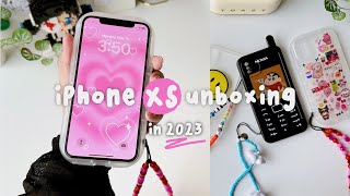 ✨ iPhone XS unboxing in 2023 silver  accessories ✨ [upl. by Neirol]