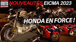 Toutes les nouveautés Honda EICMA 2023 ▶︎ Moto Magazine [upl. by Adil385]