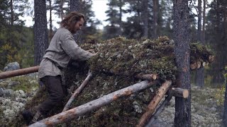 Bushcraft How to make a leanto shelter from only natural materials  survival shelter [upl. by Fulviah]