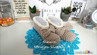 Siems Strikjes Sloffen  Haken  Tutorial [upl. by Aicetel]