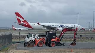 Qantas A330202 One World Livery VHEBV taxing to 19R Brisbane Airport [upl. by Trent]