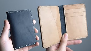 Making a HANDMADE Leather Bifold Wallet  FREE PATTERN  Bifold Card Holder Wallet  Leather Craft [upl. by Heloise59]