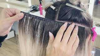 APLICAÇÃO  MEGA HAIR ADESIVO LOIRO COM RAIZ ESFUMADA [upl. by Setsero722]