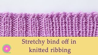 Easy stretchy bind off in knitted ribbing [upl. by Reffotsirhc]