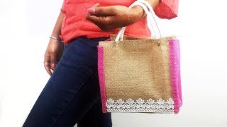 No Sew Handmade Jute Bag  Easy DIY Bag in 10 Minutes Bag Making at Home [upl. by Carli]