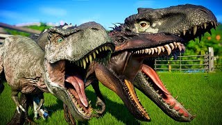 🌍 TRex vs IRex vs Acrocanthosaurus  Jurassic World Evolution Dinosaurs Battle Royale [upl. by Reemas]