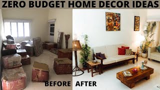 ZERO BUDGET LIVING ROOM MAKEOVER  Living Room Decorating Ideas  Living Room Tour India [upl. by Airalednac]