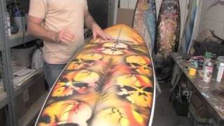 SKULLS and CHAINS Painting a Surfboard Graffiti Style [upl. by Sculley]