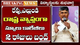 రేపు ఎల్లుండి రాష్ట్ర వ్యాప్తంగా స్కూల్ కాలేజీలు బంద్ ap schools colleges bandh [upl. by Em]