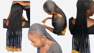 How to micro cornrow using outré extensions and beads she looks amazing twist microbraid [upl. by Fiedling726]