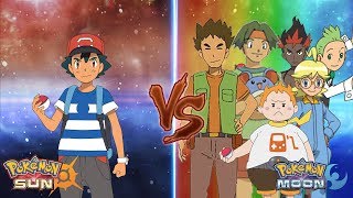 Pokemon Sun and Moon Ash Vs Gladion Vs Brock Tracey Sketchit Cilan Clemont kiawe Sophocles [upl. by Von962]