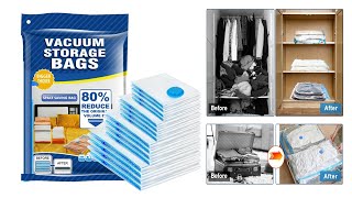 Vacuum Storage Bags Space Saver Vacuum Sealed Bags Blanket Clothes Comforters Home Organizer [upl. by Lahpos522]