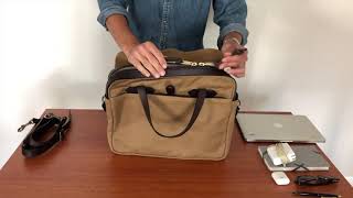 ➤Filson Rugged Twill Original Briefcase Review [upl. by Yadnil694]