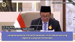 Pernyataan Indonesia pada Konferensi Tingkat Tinggi KTT Luar Biasa ArabIslam [upl. by Yerfdog606]