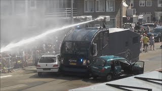 Inzet Waterwerper Politie Den Haag na rellen en brand op Boulevard Katwijk  SAR Katwijk 2018 815 [upl. by Onaicilef687]