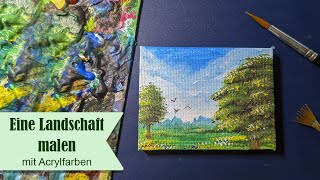 Landschaft malen mit Acrylfarben [upl. by Ahsita]