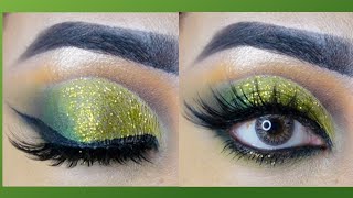 🌾🌼 Green Glittery Eyeshadow Tutorial 🌼🌾 anganaaryamakeupacademy6903 [upl. by Novahs]