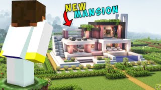 I Made A New MODERN MANSION In Minecraft  Mcaddon Survival Series 15 [upl. by Hannus]