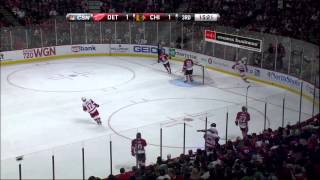 Johan Franzen goal 27 Jan 2013 Detroit Red Wings vs Chicago Blackhawks NHL Hockey [upl. by Ahsenod]