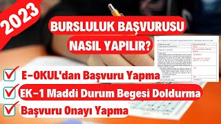 2023 Bursluluk İOKBS Başvurusu Nasıl Yapılır EOKULdan Başvuru EK1 Belgesi Doldurma ve Onay [upl. by Ennayram672]