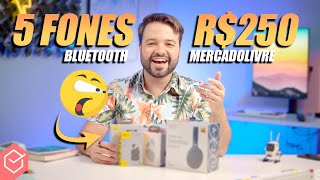 COMPREI os 5 FONES DE OUVIDO BLUETOOTH MAIS VENDIDOS [upl. by Sudnak]