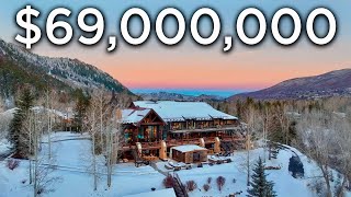 Touring a Billionaires Winter Ski Home in Aspen Colorado [upl. by Wanyen460]