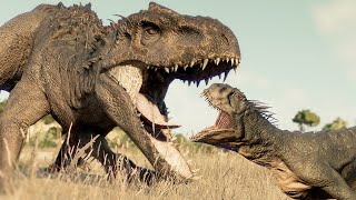 CARNIVORE AND HERBIVORE DINOSAURS BATTLE ROYALE IN DESERT  Jurassic World Evolution 2 [upl. by Ramilahs]