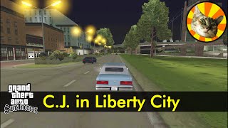 CJs night drive around GTA IIIs Liberty City  GTA San Andreas  Just Driving 158 [upl. by Rawlinson]