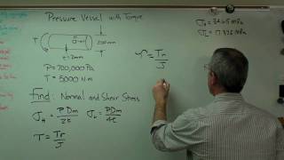 Pressure Vessel with Torque  Part 1  Finding StressesMP4 [upl. by Furr]