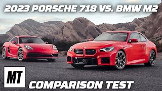 2023 Porsche 718 Cayman GTS 40 vs BMW M2  Comparison Test  MotorTrend [upl. by Naira]