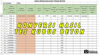 Pengujian Sample Kubus Beton  Konversi Hasil Kuat Tekan Beton KN Menjadi KgCm2 Part 2 [upl. by Bigford]