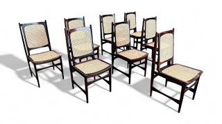 Eight Chairs in Hardwood amp Cane by Alexandre Rapoport 1960s  Lot 563 [upl. by Heppman230]