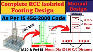 Complete RCC footing design by manual method as per IS 4562000 code  Building design  civil [upl. by Elmaleh]