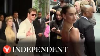 Lily James and Chris Hemsworth leave Carlyle Hotel to attend 2024 Met Gala [upl. by Eliason]