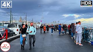 Walking Tour Around Galata Bridge Istanbul  Rainy Day  4K HDR [upl. by Cord]