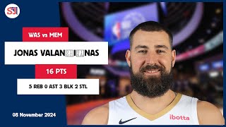 JONAS VALANČIŪNAS 16 PTS vs MEM 08 Nov 2425 WAS Highlights [upl. by Myrta]