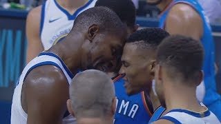 Kevin Durant vs Russell Westbrook Heated Exchanges Thunder Dominate Warriors 201718 Season [upl. by Anwahsal]