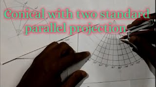 How to draw the graticule of Conical with two standard parallel projection [upl. by Enohpesrep]