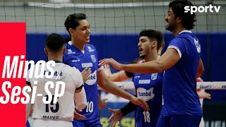 MINAS 3 X 0 SESISP  MELHORES MOMENTOS  QUARTAS DE FINAL SUPERLIGA MASCULINA DE VÔLEI  sportv [upl. by Casanova]