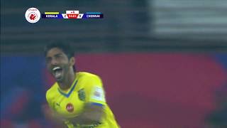 Sushanth Mathews stunning goal in the Hero ISL 2014  Kerala Blasters vs Chennaiyin FC [upl. by Anelem276]