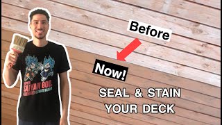 How to stain your deck using Olympic maximum stain and sealant  Andre Bhagwandat [upl. by Ahsiemal]