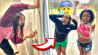 LOCKING MY SISTERS OUT THE HOUSE IN THE RAIN PRANK EXTREMELY HILARIOUS [upl. by Thorlay]