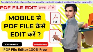 Pdf Edit Kaise Kare  How to Edit pdf file in mobile Free  Free Pdf Editor App  Pdf Editing Free [upl. by Lampert920]